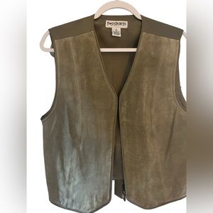 Passport Genuine Leather sage green zip up vest